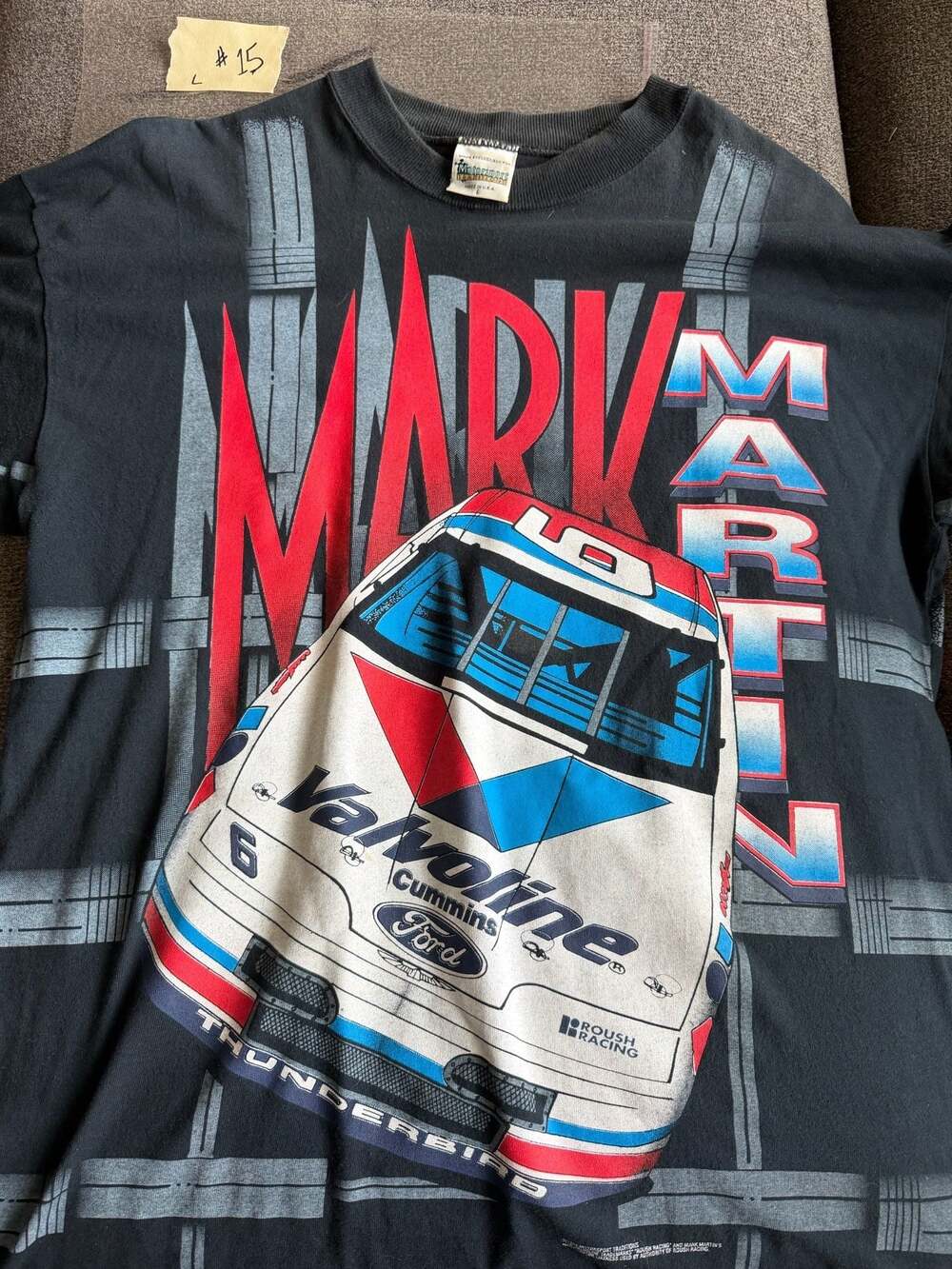 Vintage 90s Mark Martin Roush Racing Valvoline All Over Print T-Shirt